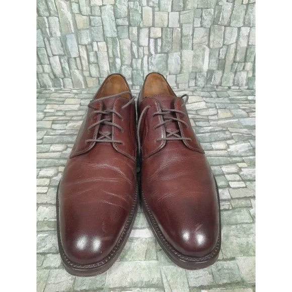JOHNSTON MURPHY EDGERTON PLAIN TOE MENsz 10 M MAHOGANY LEATHER Oxford Derby - Picture 3 of 12